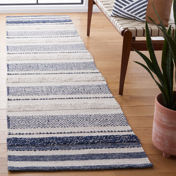 Mistana™ Addilyn Handmade Flatweave Cotton Ivory/Navy Rug & Reviews